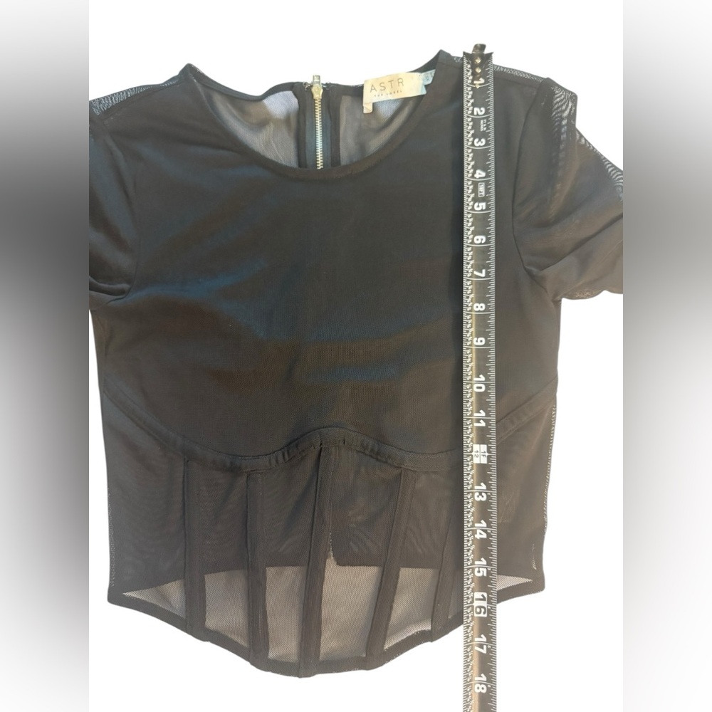 ASTR THE LABEL black sheer long sleeve crop top w/ boning Exposed Zip Size XS - Picture 13 of 14